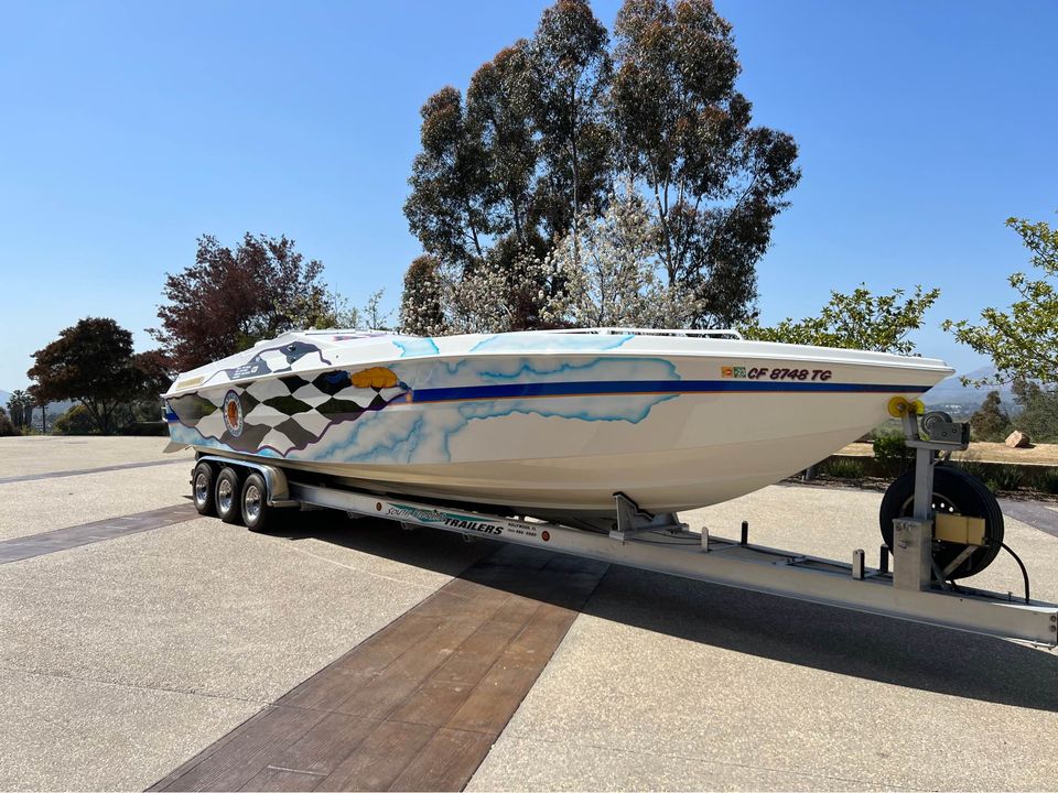 1997 Apache Warrior 36/ Triple Axle Trailer...Located in San Diego, Ca...Offered By Yacht Coast Yacht Sales
